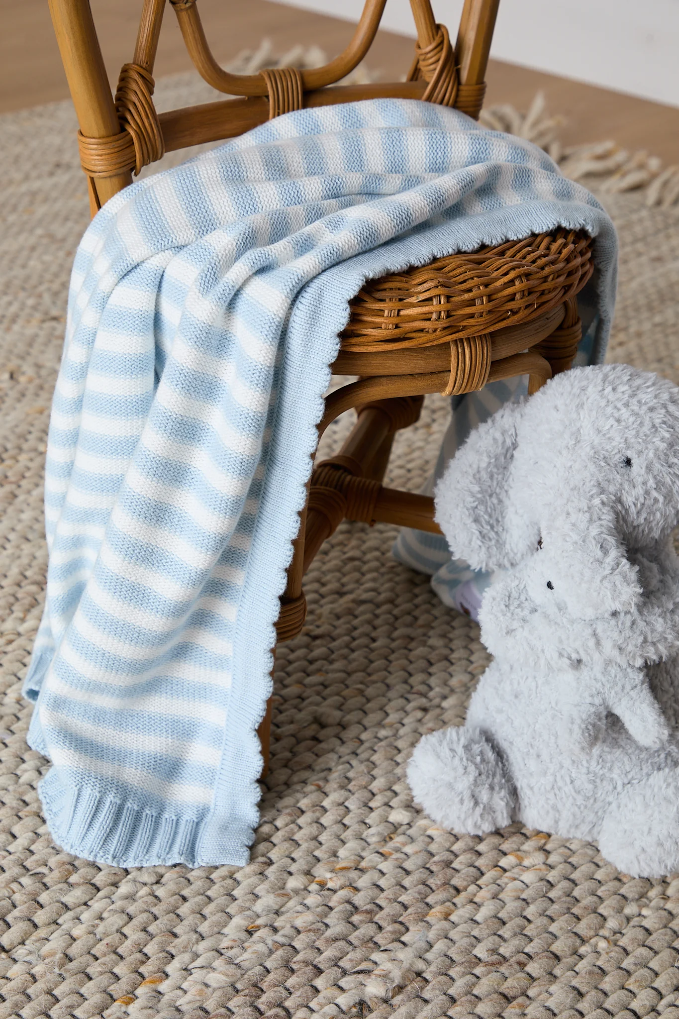 Foxford Blue Stripe Cotton Baby Blanket - Image 7