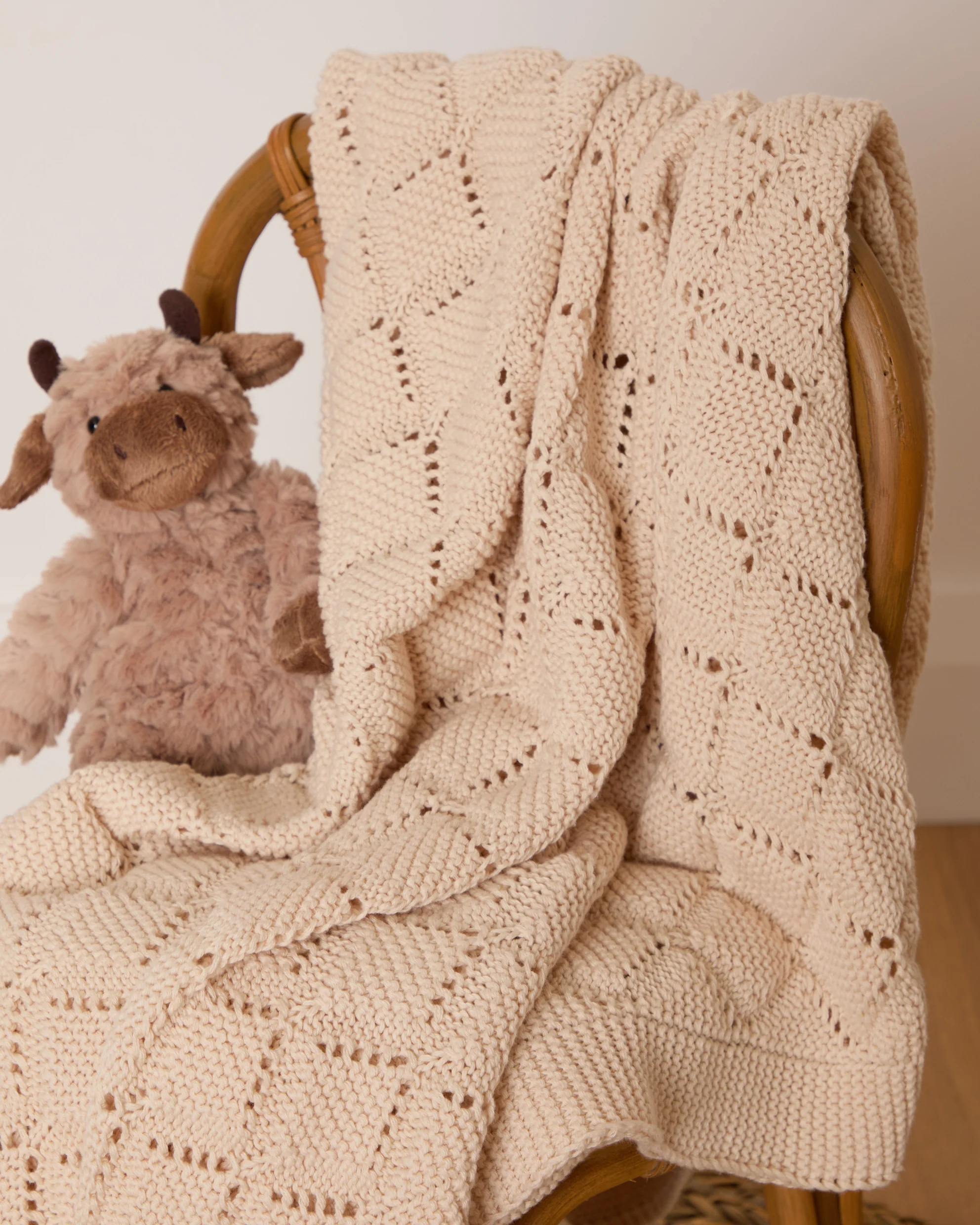 Foxford Cotton Baby Blanket - Cream - Image 7