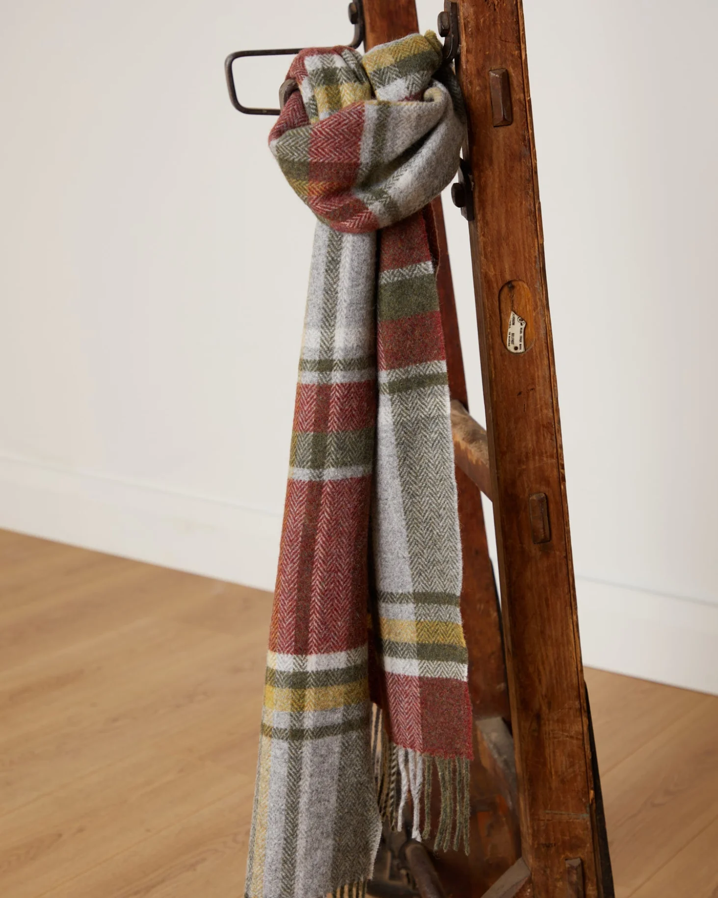 Foxford Rust Tartan Lambswool Scarf - Image 3